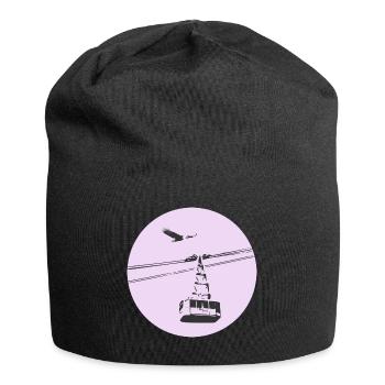 Gondel / Seilbahn mit Adler lila - Jersey-Beanie - Schwarz - Vorne