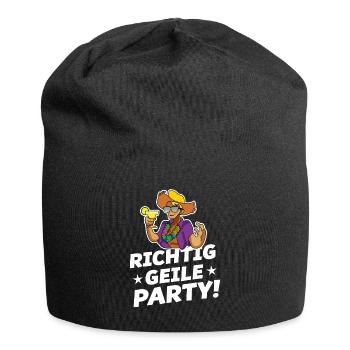 richtig geile party - Jersey-Beanie - Schwarz - Vorne