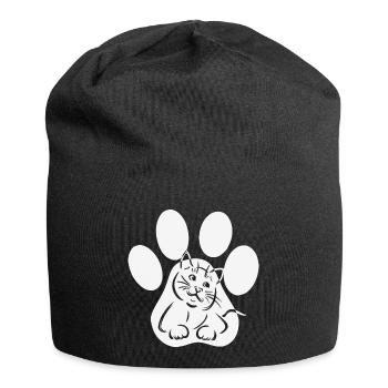 Katze Pfote Miezekatze in Pfote Geschenk - Jersey-Beanie - Schwarz - Vorne