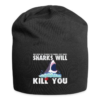 Les requins vont vous tuer drôle - chemise de plongée - Bonnet en jersey - noir - Devant