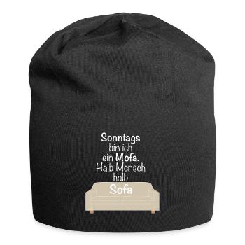 Sonntags bin ich ein Mofa halb Mensch halb Sofa - Jersey-Beanie - Schwarz - Vorne