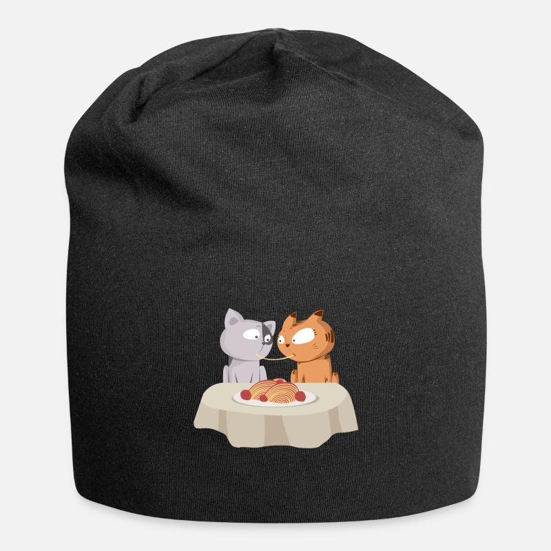 Katze Susi und Strolch Liebe Valentinstag - Jersey-Beanie - Schwarz