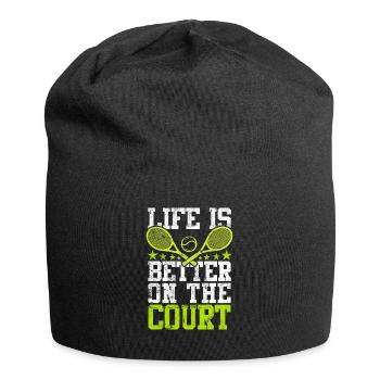Tennis tennis racket saying - Jersey Beanie - black - Front