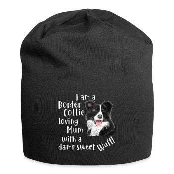 Border collie aime maman avec un bonbon! - Bonnet en jersey - noir - Devant