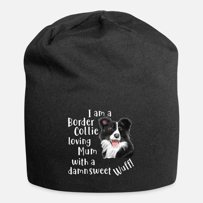 Border collie aime maman avec un bonbon! - Bonnet en jersey - noir