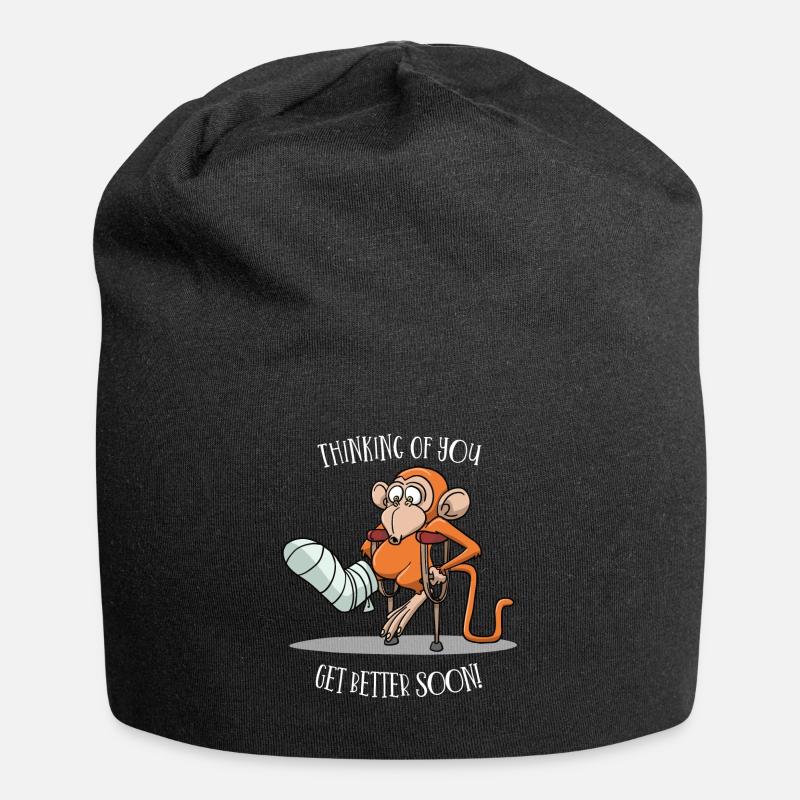 Accident crutches Get well soon gift idea - Jersey Beanie - black