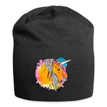 Licorne dessiné à la main dans un style vintage avec de la peinture - Bonnet en jersey - noir - Devant