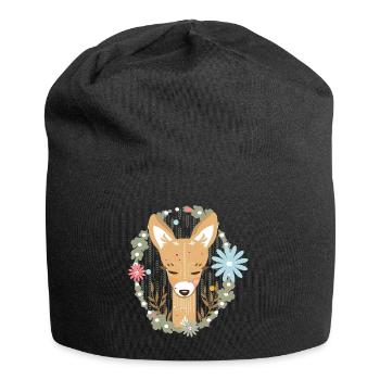 le chevreuil dans la forêt - Bonnet en jersey - noir - Devant