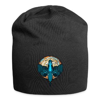 Kingfisher mosaic colorful gift bird - Jersey Beanie - black - Front