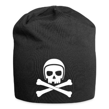Skull with Helmet - Jersey Beanie - black - Front