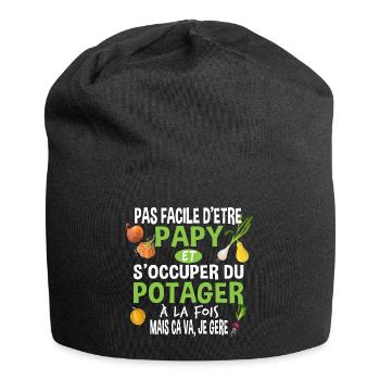 Papy potager jardinage Cadeau grand-père jardinier - Bonnet en jersey - noir - Devant