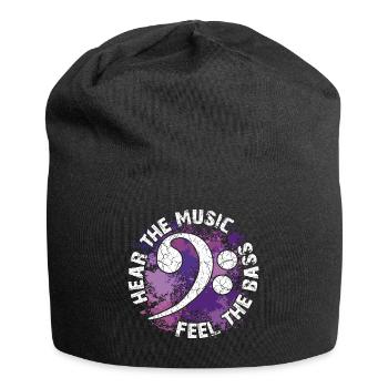 Feel the bass. Bass clef - Jersey Beanie - black - Front