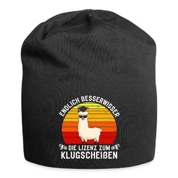 Endlich Besserwisser Lizenz Zum Klugscheißen - Jersey-Beanie - Schwarz - Vorne