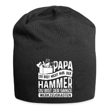 Papa du bist Hammer sondern Werkzeugkasten - Jersey-Beanie - Schwarz - Vorne