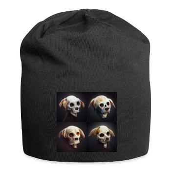 Dog Skull Skull Skull - Jersey Beanie - black - Front
