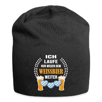 wandern bergwandern trekking wanderweg weißbier - Jersey-Beanie - Schwarz - Vorne