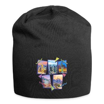 Frankfurt Germany City Skyline Collage - Jersey Beanie - black - Front