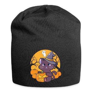 Halloween Katze Hexe - Jersey-Beanie - Schwarz - Vorne
