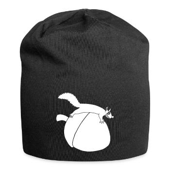 Das Eichhörnchen gegen die Eichel (weiß) - Jersey-Beanie - Schwarz - Vorne