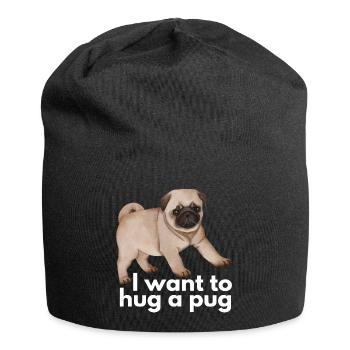 Je veux embrasser un carlin - chien mignon et drôle - Bonnet en jersey - noir - Devant