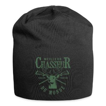 meilleur chasseur du monde cadeau papa papy chasse - Bonnet en jersey - noir - Devant