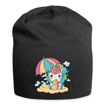 Eiscreme Einhorn - Die süßeste Versuchung - Jersey-Beanie - Schwarz - Vorne