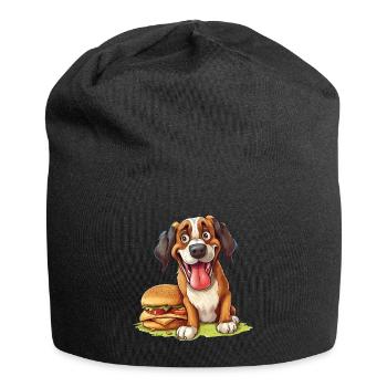 Hund Burger Hamburger Fast Food Hundeliebhaber - Jersey-Beanie - Schwarz - Vorne