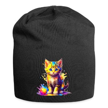 Colorful Kitty - Jersey Beanie - black - Front