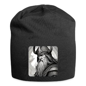 Stolzer Wikinger mit Hörner Helm - Jersey-Beanie - Schwarz - Vorne