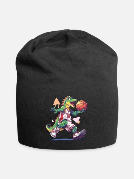 Basketball Dinosaurier T-Rex Spieler Sport Cartoon - Jersey-Beanie - Schwarz