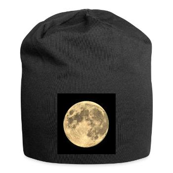 Vollmond am Nachthimmel - Jersey-Beanie - Schwarz - Vorne