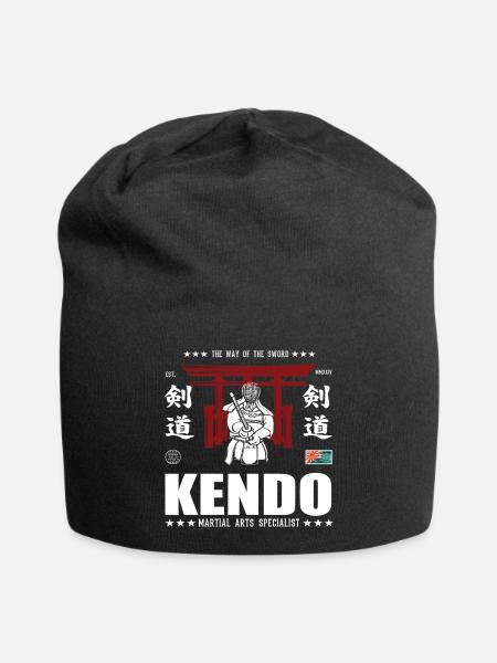 cooles Kendo Kampfsport Design mit Kanji - Jersey-Beanie - Schwarz