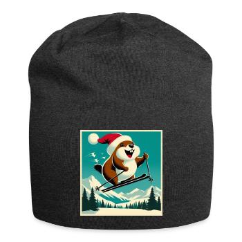 Marmotte Ski Affiche Vintage - Bonnet en jersey - charbon - Devant
