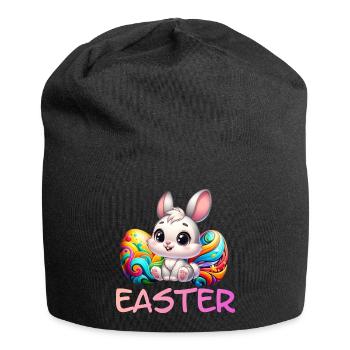 Osterhase mit Ostereiern - Jersey-Beanie - Schwarz - Vorne