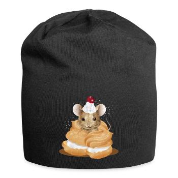 Souris avec glaçage au milieu des choux à la crème - Bonnet en jersey - noir - Devant