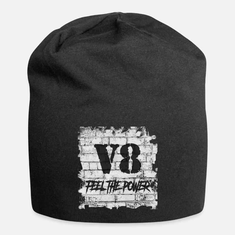 V8 - Jersey-Beanie - Schwarz