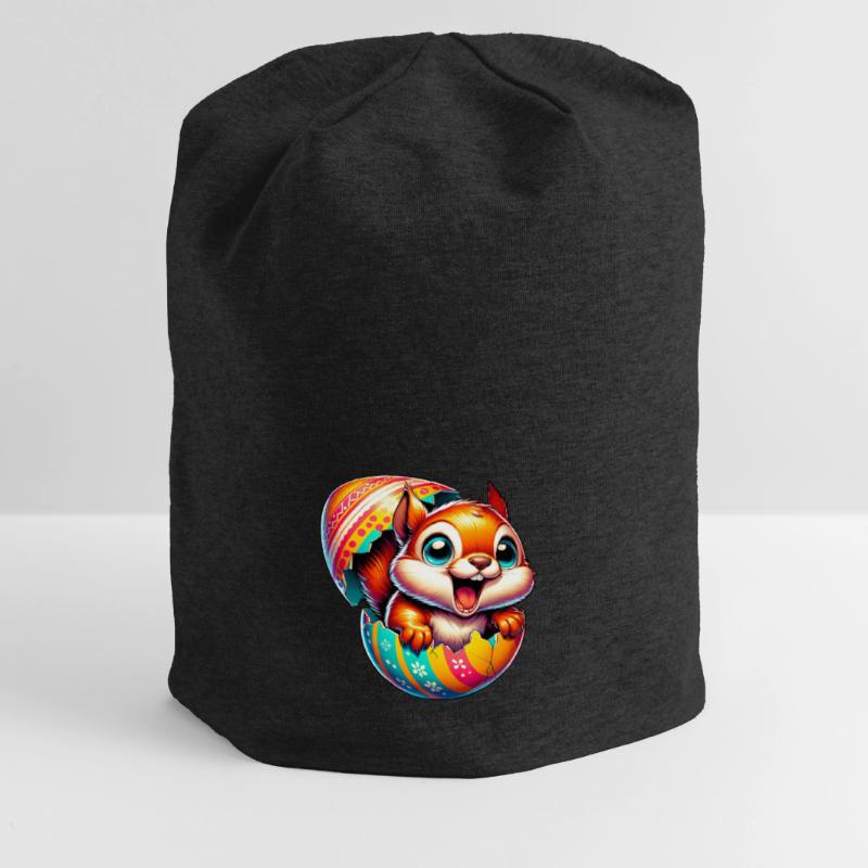 Easter Squirrel with Easter Egg: Cute Design Jersey Beanie