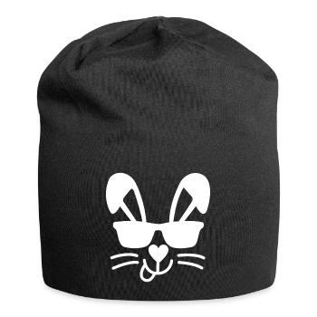 Cooler Osterhase | Sonnenbrille, Ostern, feiern - Jersey-Beanie - Schwarz - Vorne