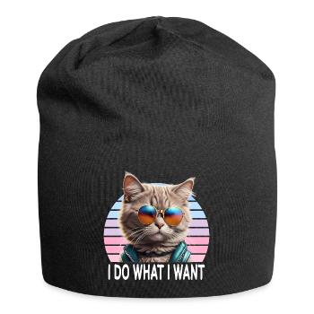 Katze ich mache was ich will - Jersey-Beanie - Schwarz - Vorne