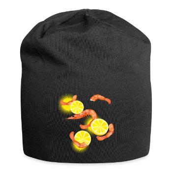Garnelen oder Shrimps mit Zitronen Scheiben - Jersey-Beanie - Schwarz - Vorne