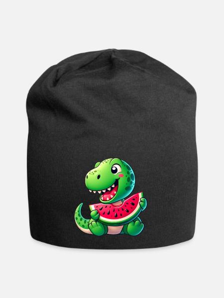 Dino T-Rex Wassermelone Fruchtig Lustig - Jersey-Beanie - Schwarz