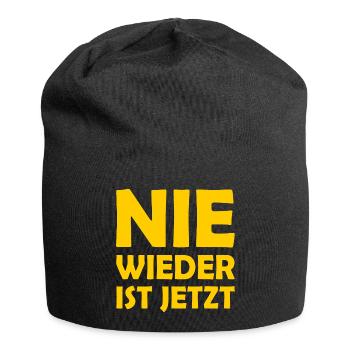 Nie wieder ist jetzt - Jersey-Beanie - Schwarz - Vorne