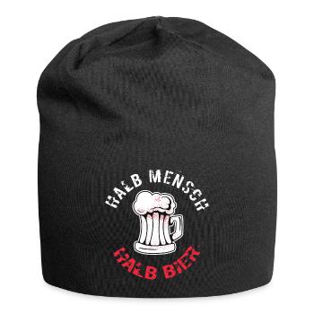 Halb Mensch Halb Bier Gruppenoutfit Kostüm Saufen - Jersey-Beanie - Schwarz - Vorne