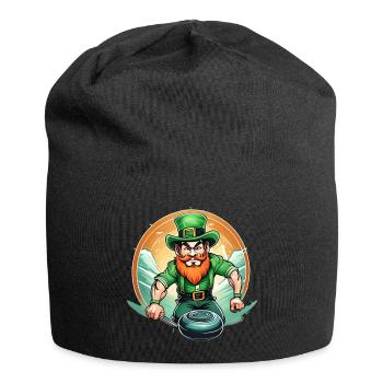 St. Patrick's Day Kleeblatt Curling - Jersey-Beanie - Schwarz - Vorne
