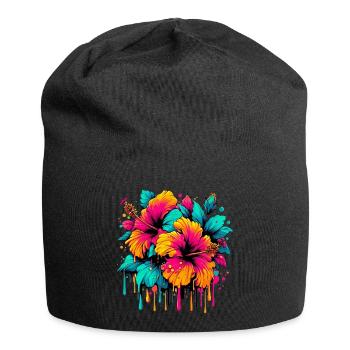 Hibiscus Flowers - Jersey Beanie - black - Front