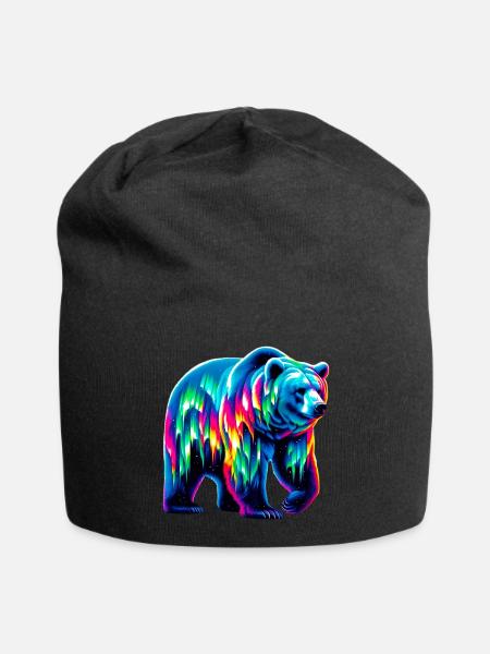 Bär - Jersey-Beanie - Schwarz