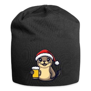 Robbe Tier Weihnachten Bier Lustig - Jersey-Beanie - Schwarz - Vorne