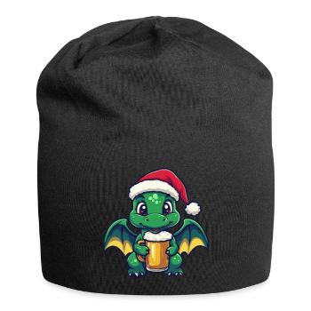 Drache Weihnachten Bier Lustig - Jersey-Beanie - Schwarz - Vorne