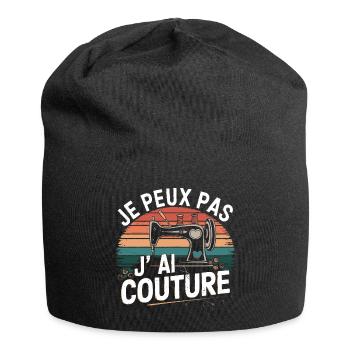 Sewing, my passion - authentic vintage look - Jersey Beanie - black - Front
