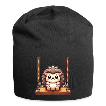 hérisson balançant aire de jeux dessin animé mignon - Bonnet en jersey - noir - Devant